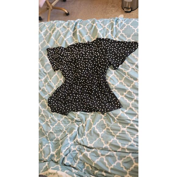 Bobeau Size Small Semi Sheer Polka Dot Short Sleeve Tie Front Shirt - Picture 11 of 11